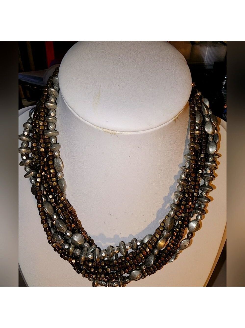 Premier Designs Elegant Metallic Beaded Wear It Now Necklace 12 1/2" +3"